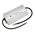 Glacial Power GP-CVM300P 24V LED driver with finned aluminum housing, input and output terminals, and attached black power ca