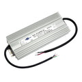 Glacial Power LED driver, rectangular aluminum housing with heat fins, black input and output cables, model GP-CVM400F-24V la