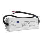 Glacial Power LED Driver model GP-TH120N-24V with input and output wires, showing specifications for 220-240Vac input and 24V