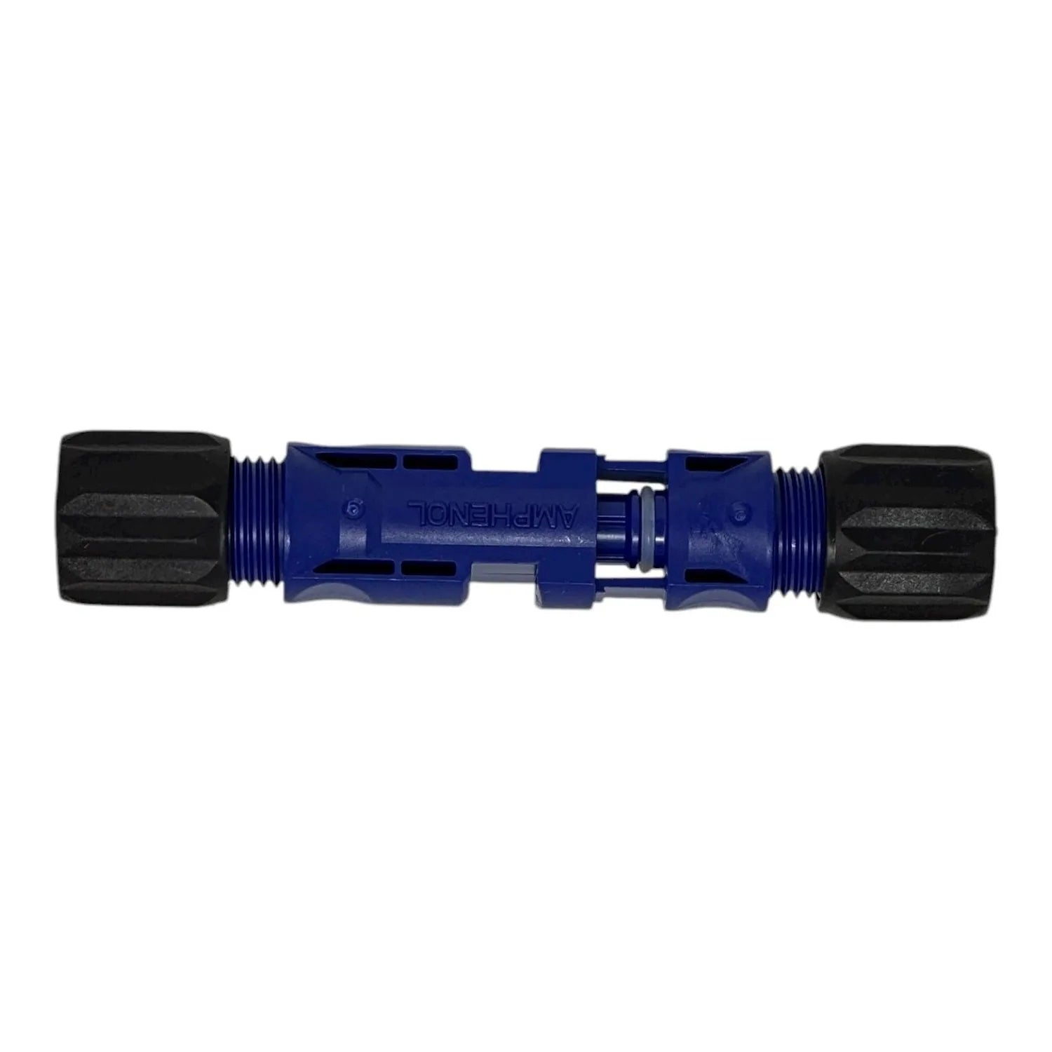 Blue and black solar connector pair with male and female ends, 10mm² rated, displayed against white background.