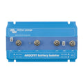 Victron Energy Argofet Battery Isolator with four terminal connectors, front view of blue device labeled with output and inpu