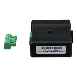 Victron CAN-bus Temperature Sensor with black housing and green terminal connector, serial number HQ2009KBSVM, made in Nether