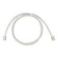 Gray Victron RJ12 UTP network cable coiled against white background, showing connectors at both ends and printed specificatio