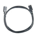 Black Victron VE.Direct data cable with connector ends coiled in a loop against white background.