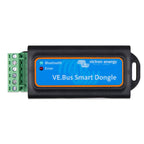 Victron Energy VE.Bus Smart Dongle with blue label, green terminal block connector, and status indicator lights for Bluetooth
