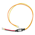 Yellow and orange circular cable with black connector block and red and black wire leads, product photo on white background.