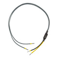 Victron Orion-Tr remote cable with gray sheathed wires, black connector block, and yellow and black wire ends against white b