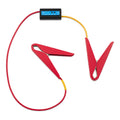 Red and yellow pre-charge cable with alligator clamps and inline control module against white background.