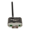 DTK Electronics DRF2659C Zigbee RS485 converter with antenna, green terminal blocks, and status indicators on white base.
