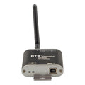 DTK Electronics wireless USB converter with external antenna, front view showing USB port and indicator lights.