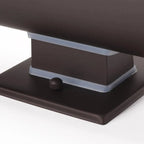 Astron V3 dark brown wall light fixture with white trim and adjustment knob mounted on black base, product display shot.