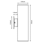 Dimension diagram of Astron V3 wall light fixture showing 3.9 inch width, 13 inch height, 1.2 inch projection, and 4.3 inch m