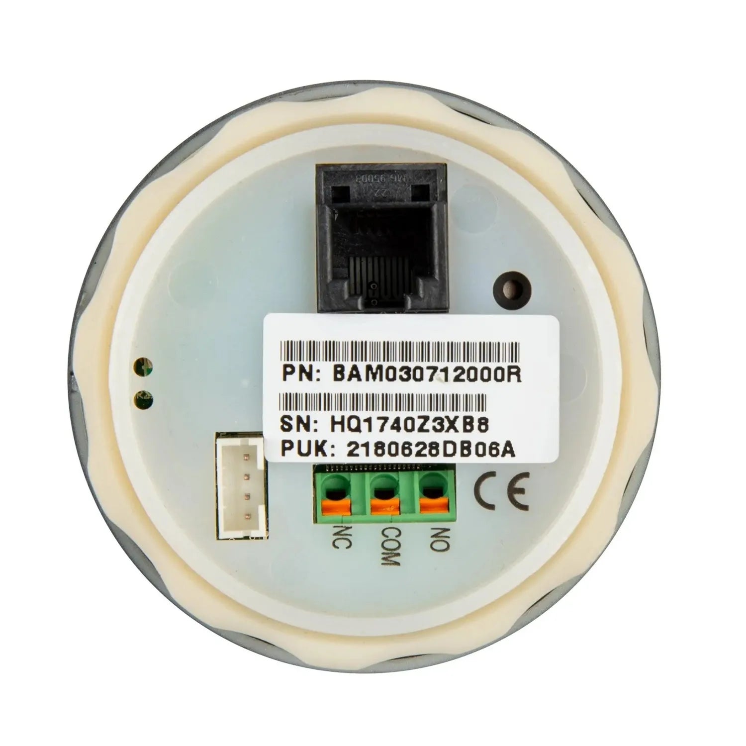 Bottom view of Victron BMV-712 Smart Battery Monitor showing Ethernet port, terminal block connectors, and product labeling.