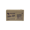 Victron Energy AGM 12-14 deep cycle rechargeable battery, beige rectangular unit with specifications and safety icons printed