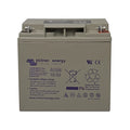 Victron Energy 12V 22Ah AGM deep cycle rechargeable battery with terminal connectors and recycling label visible.