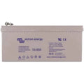 Victron Energy 12-220 gel deep cycle battery, rectangular beige casing with terminals on top and blue branding.