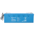 Victron Energy blue lithium battery with Smart LiFePO4 technology, 25.6V 100Ah, shown with power cord against white backgroun