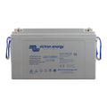 Victron Energy 12V 106Ah lead carbon rechargeable battery with blue handles and gold terminals, front view product shot.