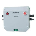 BENY BFS-S1 rapid shutdown switch with two red indicator buttons and black cable connectors on light gray enclosure.