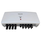 Gawe solar rapid shutdown switch with white housing, firefighter safety switch icon, red indicator light, and nine black conn