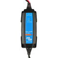 Victron Blue Smart Charger 6V/12V 1.1A with IP65 waterproof rating, showing blue label with indicator lights and red power ca