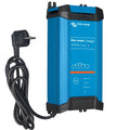 Victron Energy blue smart charger 12/30 with power cord and EU plug connector shown against white background.
