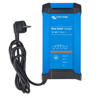 Victron Blue Smart charger 12/30 with power cord, featuring three outputs and Bluetooth connectivity, shown against white bac