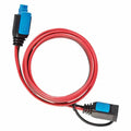Red extension cable with blue connectors at both ends, coiled display against white background.