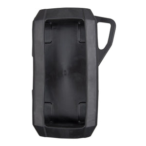 Black rubber bumper guard with handle, front view showing protective frame design for battery charger.