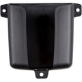 Black plastic wall mount bracket with curved side panels, mounting holes, and central slot for device installation