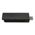 Netgear black USB WiFi adapter with WPS button, product alone on white background