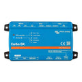 Victron Cerbo GX blue device showing connectivity ports and status indicators for BMS, VE.Can, and VE.Bus systems.