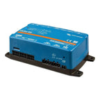 Blue rectangular Victron Cerbo GX communications device with orange stripe, multiple terminal connectors on black base, mount