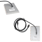 Victron GX Touch 70 display with USB cable and flush-mount bracket shown separately against white background.