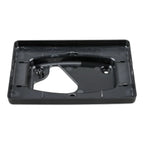 Black plastic wall mount bracket with central cutout and mounting points, rear view showing installation holes and attachment