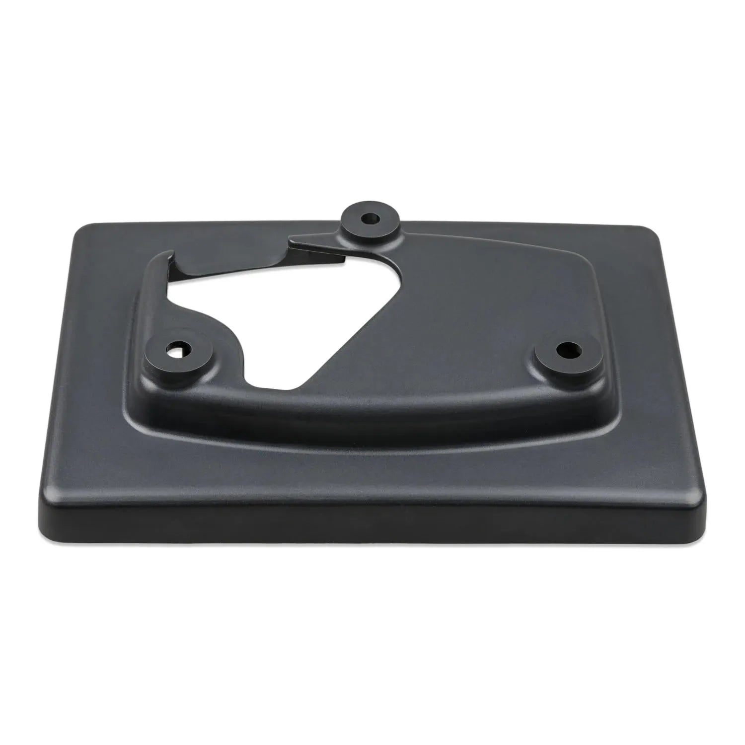 Black plastic wall mount bracket with handle grip and three mounting holes for securing device to wall.
