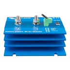 Victron BatteryProtect BP12/24|220 battery isolator with two metal terminals, green connector block, and black toggle switch 