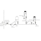 Technical schematic diagram showing 600W grid-tied solar microinverter system installation with components labeled, cables, c