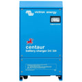 Victron Energy Centaur 24V 30A battery charger with analog ammeter displaying output current, front view.