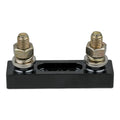 Victron ANL fuse holder with two brass terminal studs and silver washers mounted on black rectangular base.