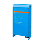 Blue rectangular Victron Energy MultiPlus Compact inverter charger with orange stripe and control panel, shown as standalone 