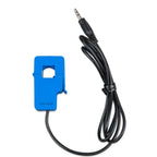 Blue current transformer clamp with 5-meter black cable and 3.5mm audio jack connector, product shot on white background.