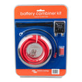 Victron Energy Cyrix-ct 12/24V-120A battery combiner kit packaging showing red cable coil, black connector, control unit, and