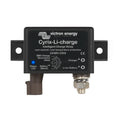 Victron Energy Cyrix-Li-charge intelligent charge relay with black housing, blue status LED, and terminal connections for bat
