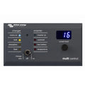 Victron Energy Blue Power multi control panel displaying charger and inverter status indicators, current limit reading of 16,