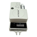 Hytronik daylight sensor photocell switch with white housing, control terminals on top, and black panel with IR indicator and