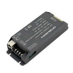 EUCHIPS 150W DMX dimmable LED driver, black rectangular power supply with terminal connectors and CE certification marking.