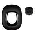 Black rounded rectangular front panel and circular mounting plate for EV charging station, shown against white background.