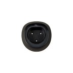 Black circular front panel with three mounting holes and recessed center, product alone on white background.