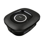Black rounded rectangular front panel with circular dial and silver ring, product alone against white background.